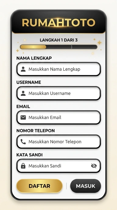 Tampilan halaman daftar rumahtoto