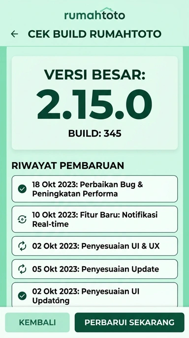 Tampilan riwayat versi rumahtoto